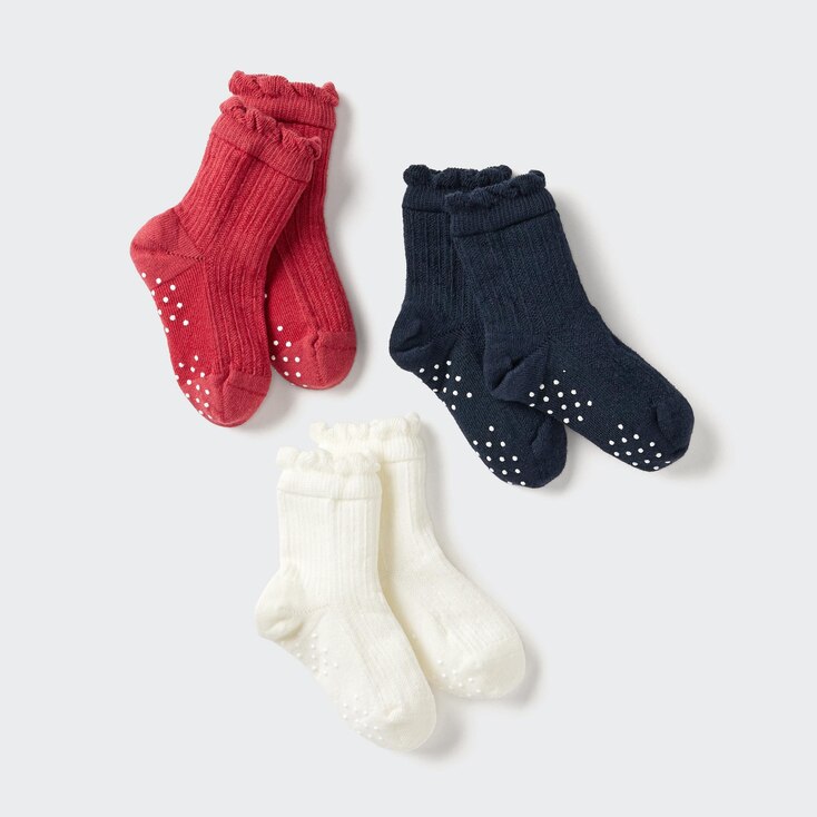 Uniqlo Algodón Calcetines (3 pares) - Rojo - 20-24