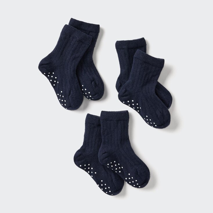 Uniqlo Algodón Calcetines (3 pares) - Azul Marino - 15-20