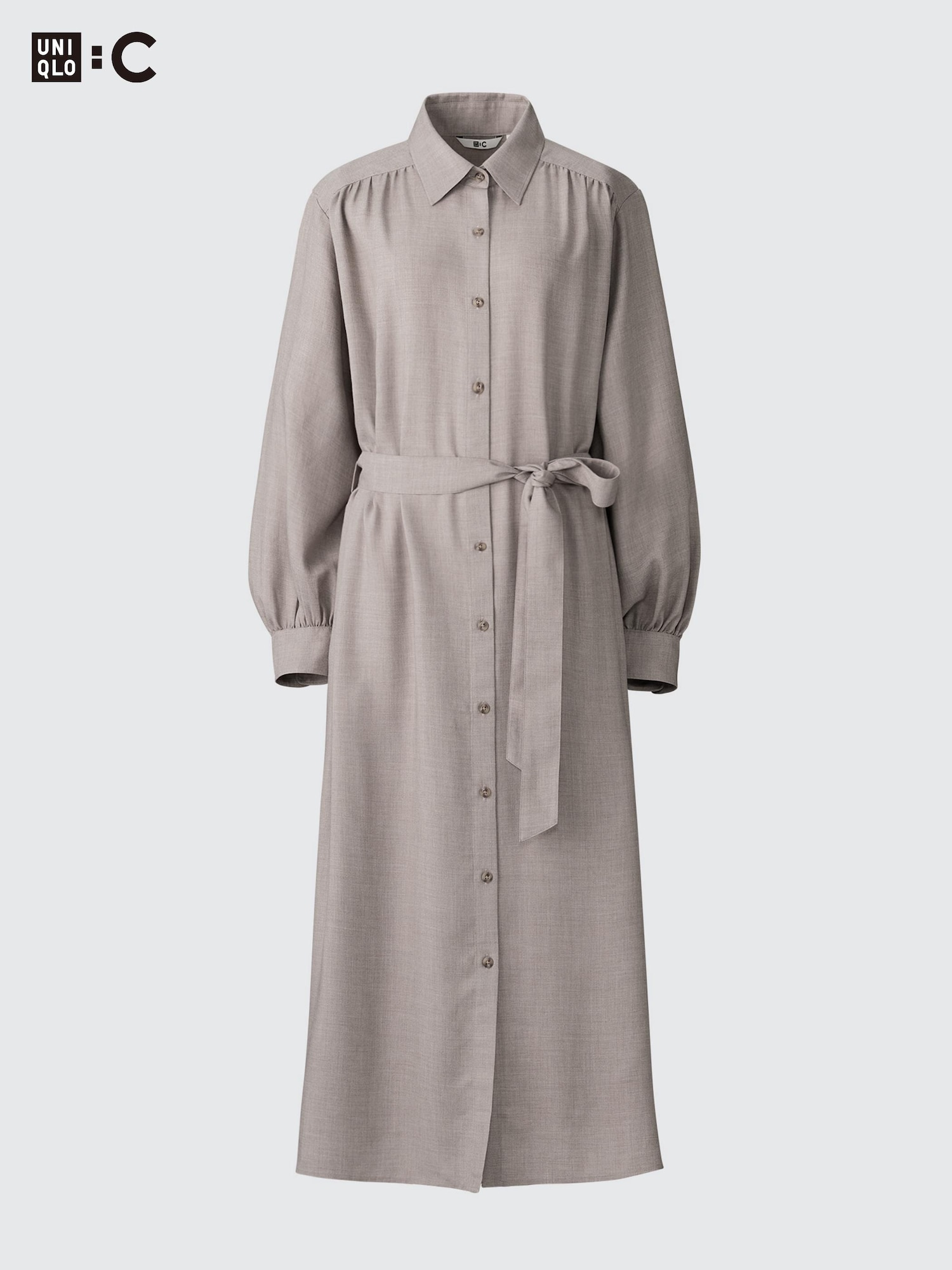 シャツ/ブラウス(長袖/七分) Stand Collar Shirt Dress Beige usgoods_30_483822_3x4.jpg