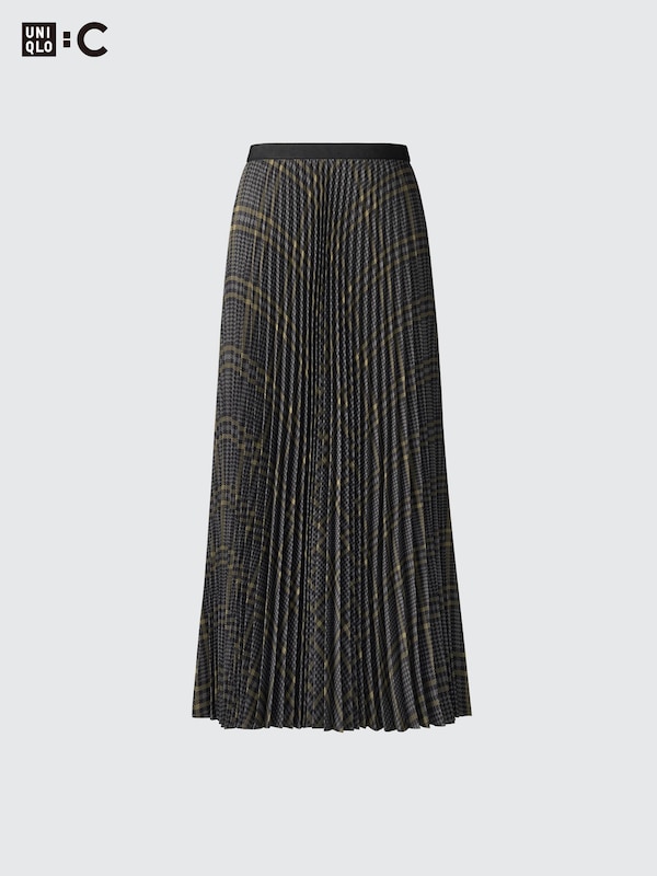 Pleated Long Skirt | Checked