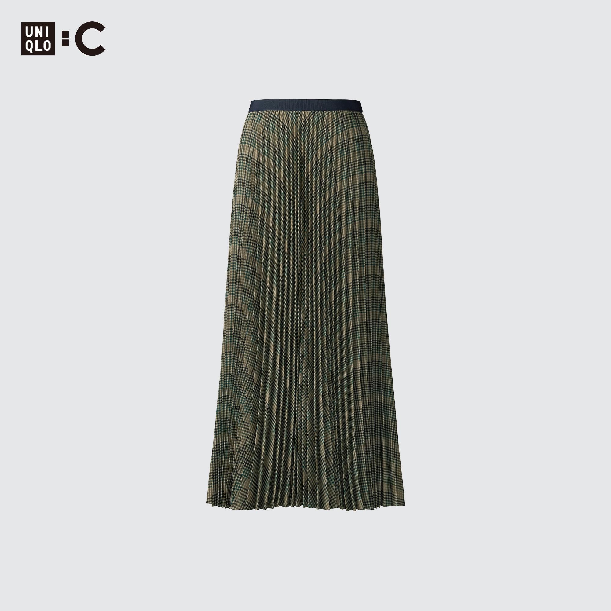 Pleated Long Skirt | Checked