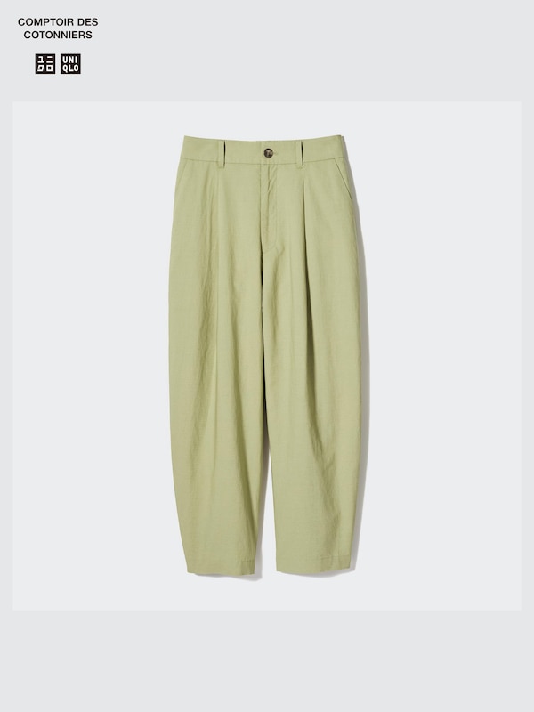 Linen-Blend Pleated Tapered Pants | UNIQLO US