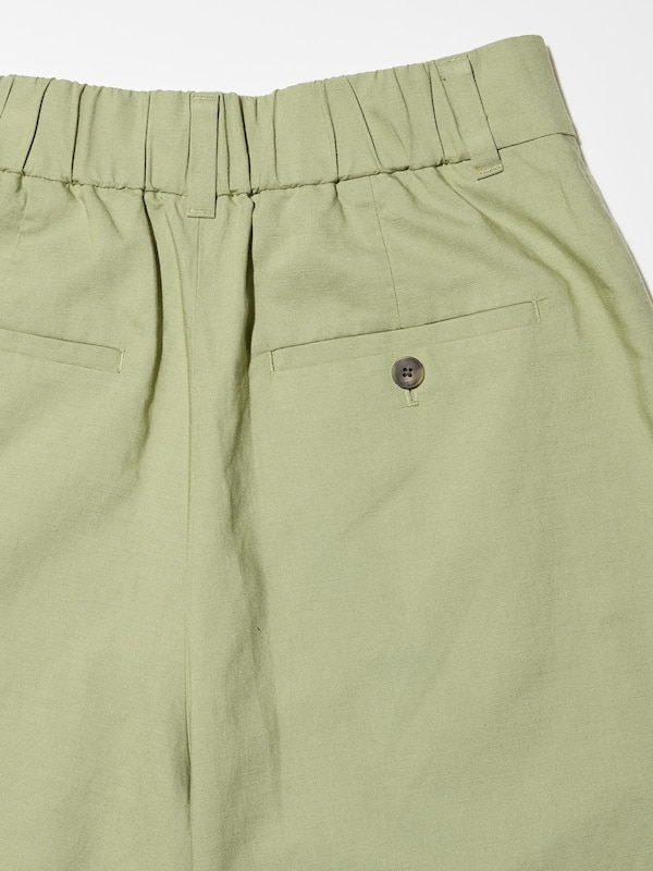 Linen-Blend Pleated Tapered Pants