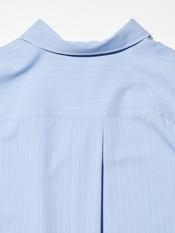 Rayon Skipper Collar Blouse (Stripe, 3/4 Sleeve)