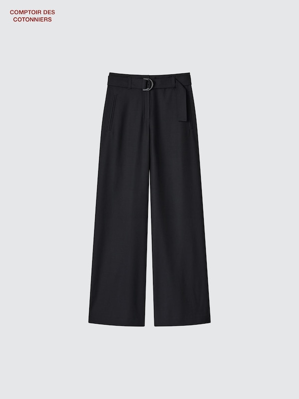 Wool Blend Wide Leg Trousers