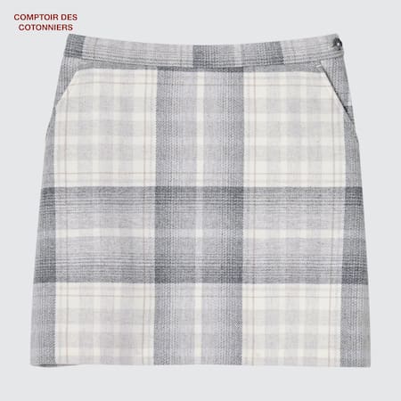 Wool Blend Checked Mini Skirt