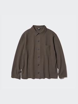 Cardigan Maglia Strutturata a Coste con Colletto