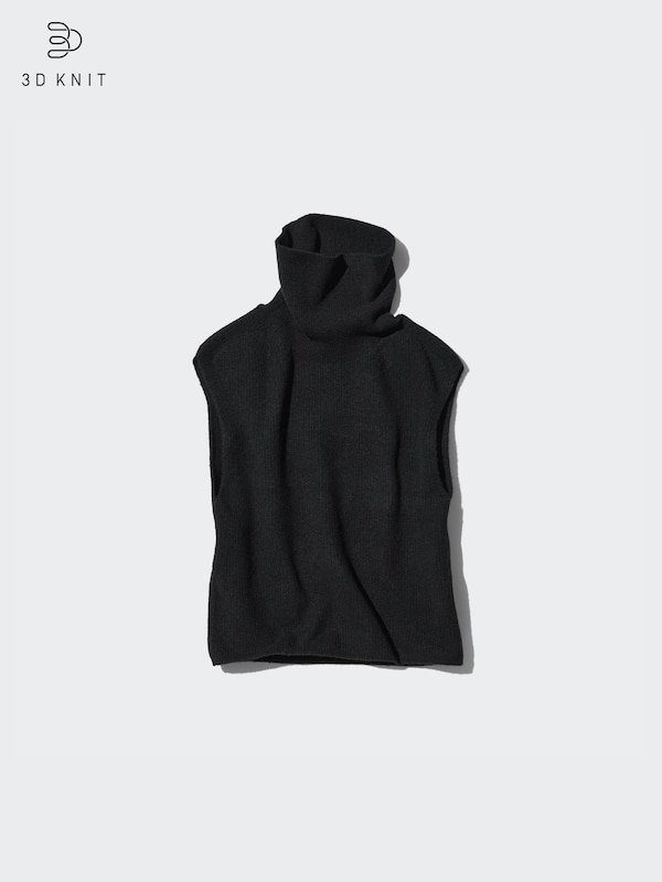 3D Knit Soufflé Yarn Turtleneck Vest