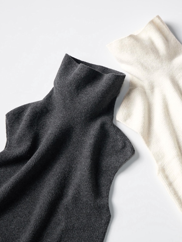 3D Knit Soufflé Yarn Turtleneck Vest