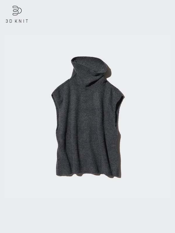 3D Knit Soufflé Yarn Turtleneck Vest