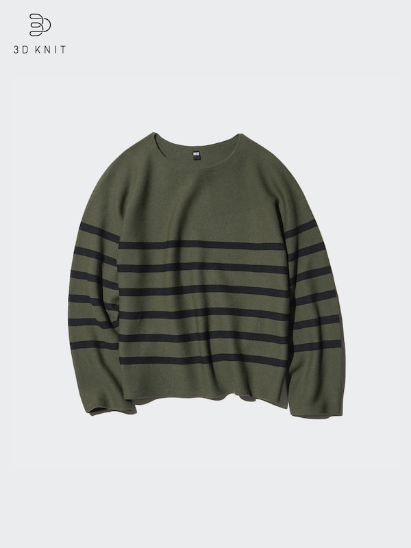 3D Knit Cotton Sweater | Striped