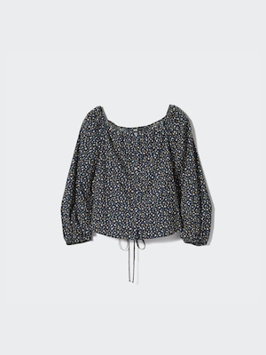 Cotton Square Neck Floral Blouse