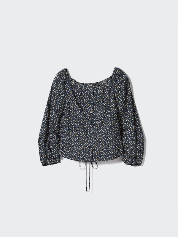 Cotton Square Neck Floral Blouse