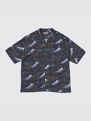 Open Collar Shirt | Short Sleeve | Hokusai Print