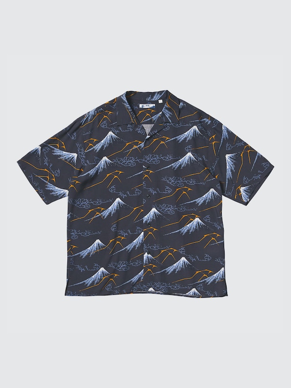 Open Collar Shirt | Short Sleeve | Hokusai Print