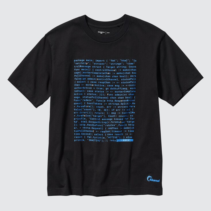 Uniqlo Algodón PEACE FOR ALL Camiseta Estampado Gráfico (Akamai) - Negro - XS