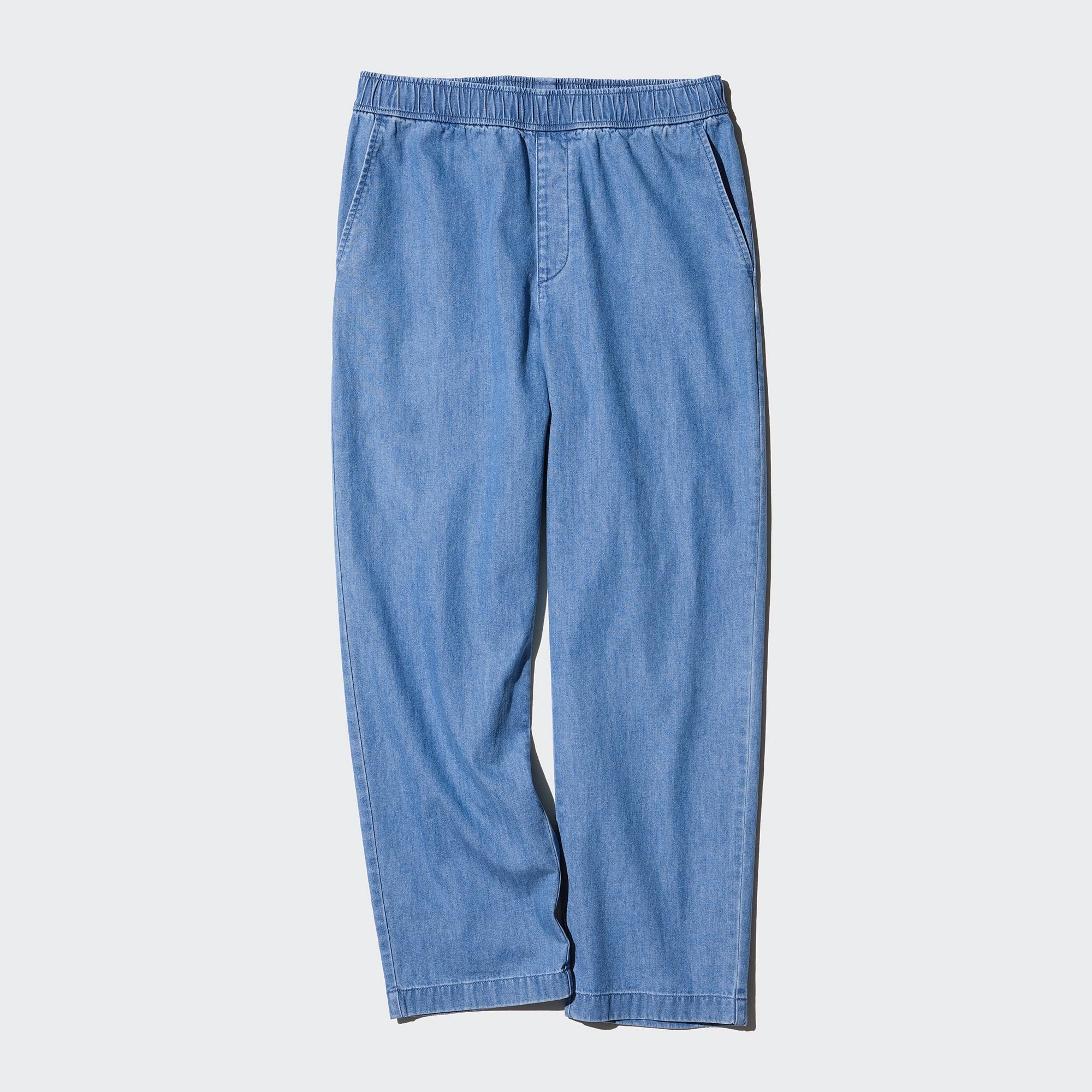 COTTON RELAXED ANKLE PANTS DENIM