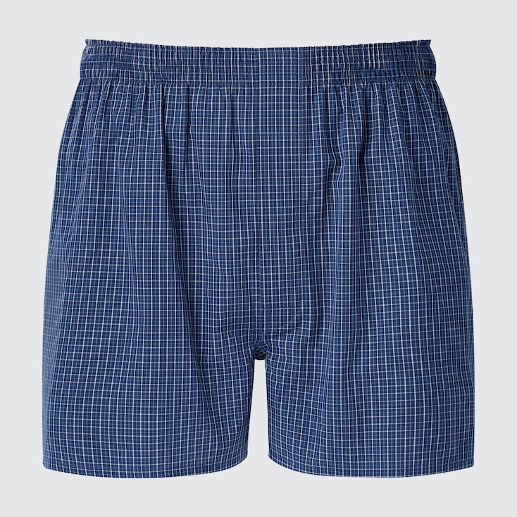 Uniqlo Algodón Calzoncillo (ancho, cuadros) - Azul - L