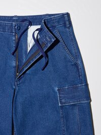 Wide Fit Denim Cargo Pants