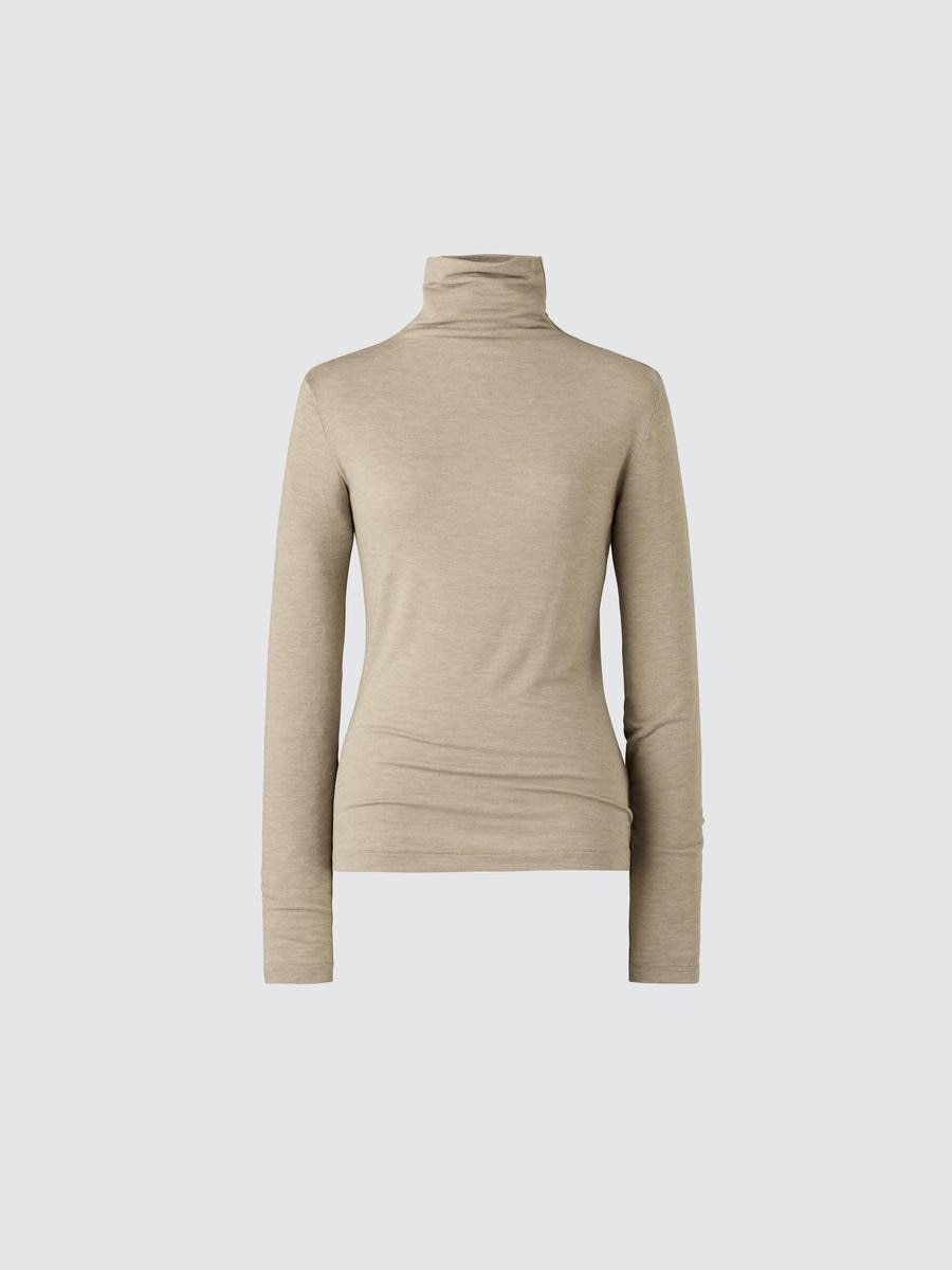 Uniqlo Women's Heattech Cashmere Blend T-shirt Extra Warm Turtleneck With Moisture-wicking, Beige, Xs