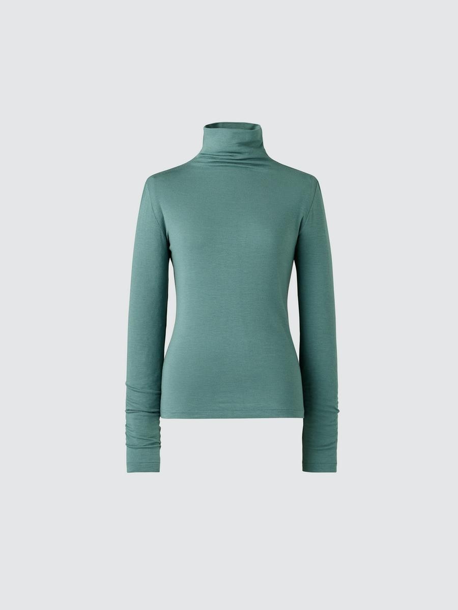 Uniqlo Women's Heattech Cashmere Blend T-shirt Extra Warm Turtleneck With Moisture-wicking, Green, Xs