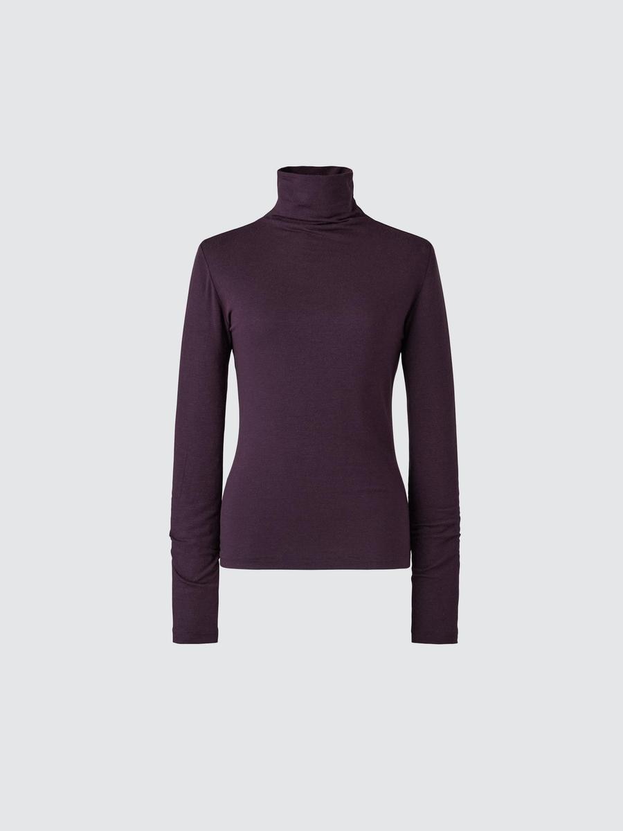 Uniqlo Women's Heattech Cashmere Blend T-shirt Extra Warm Turtleneck With Moisture-wicking, Purple, Xs
