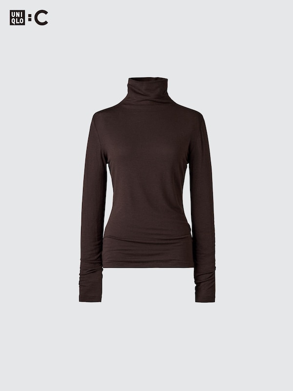 T-SHIRT HEATTECH EXTRA-CHAUD EN MÉLANGE CACHEMIRE COL ROULÉ