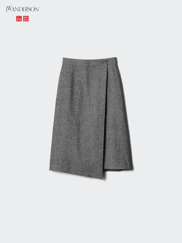Wool Blend Wrap Skirt | Tweed