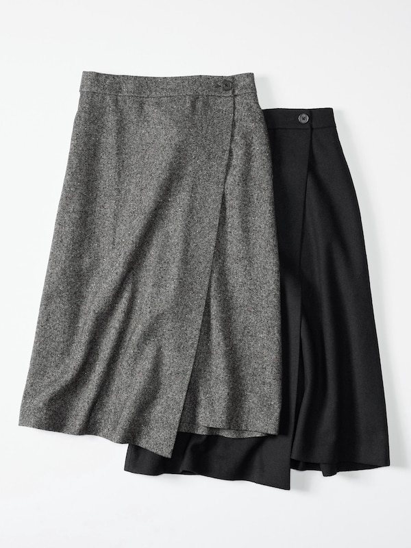 Wool Blend Wrap Skirt
