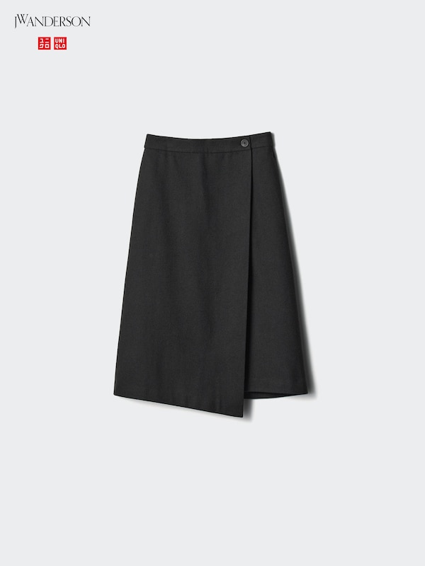Wool Blend Wrap Skirt