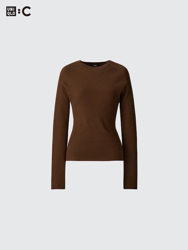 3D KNIT MERINO BLEND RIBBED SWEATER