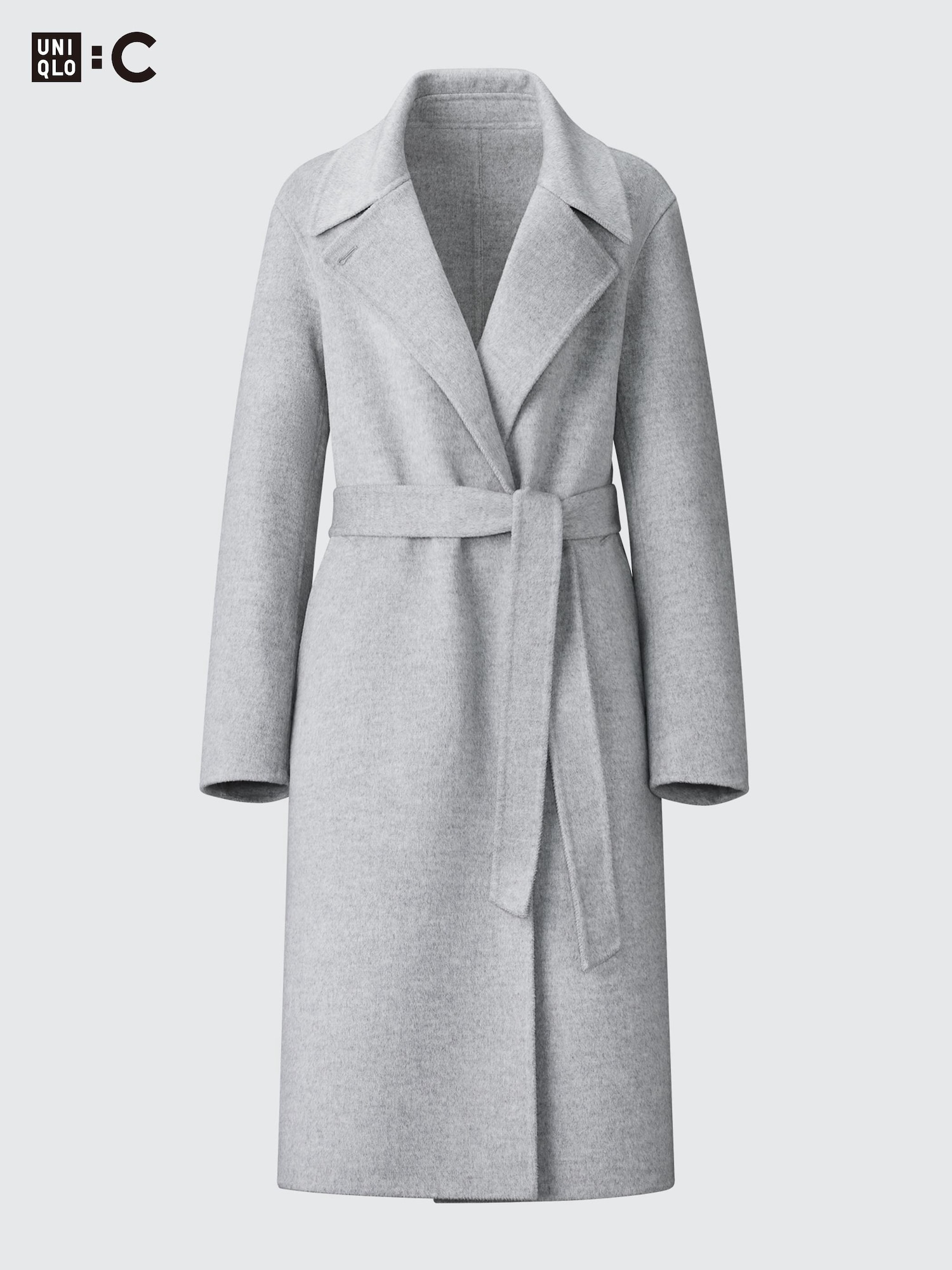 Grey wool wrap coat online