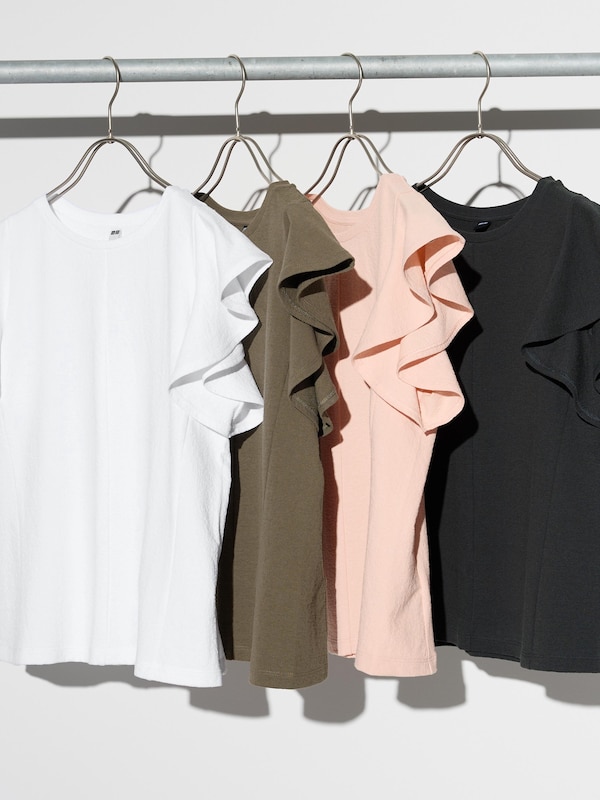 RUFFLE SLEEVE T-SHIRT