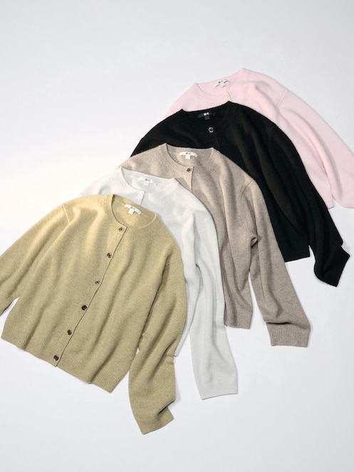 CASHMERE CREW NECK SHORT CARDIGAN