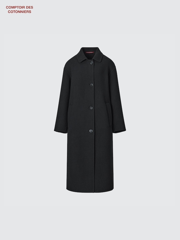 Manteau long en laine mélangée