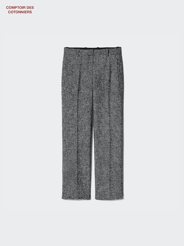 Wool Blend Tweed Cigarette Trousers