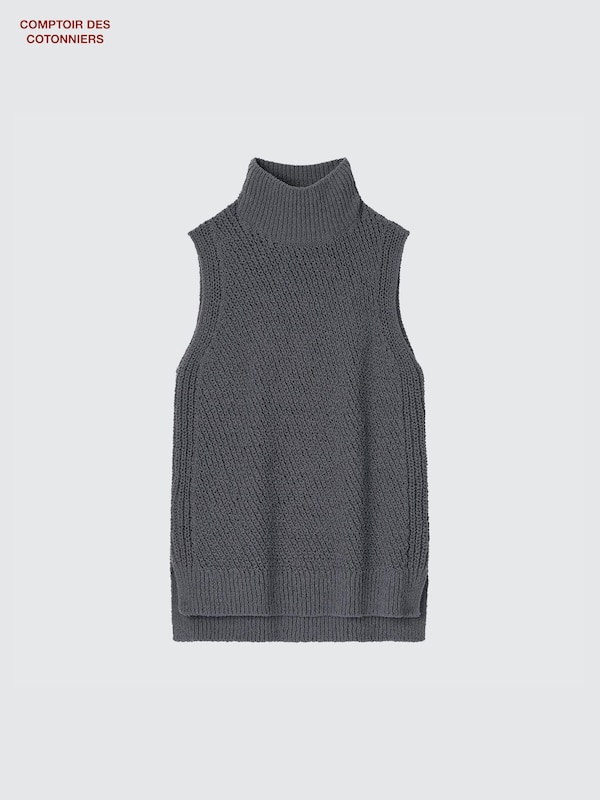 Pull Sans Manches en Coton Mélangé