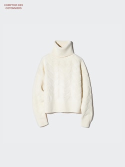 Jersey trenzado lana cuello alto