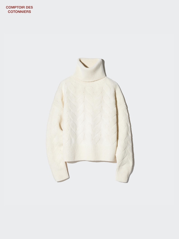 Pull à col roulé 100% laine (Maille torsadée)