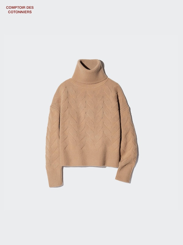 Pull à col roulé 100% laine (Maille torsadée)
