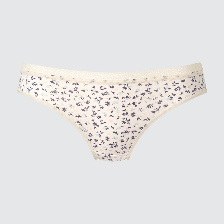 Uniqlo Algodón Bragas (flores) - Blanco Hueso - XL