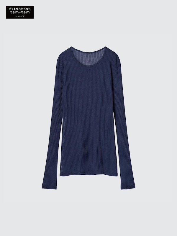 HEATTECH Cashmere Blend Pointelle T-Shirt (Long Sleeve)