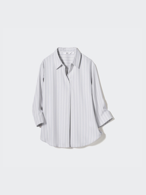 Rayon Skipper Collar Blouse | 3/4 Sleeve