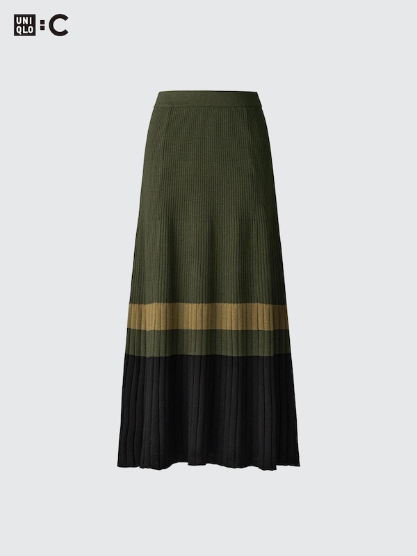 Merino Blend Ribbed Skirt | Color Block