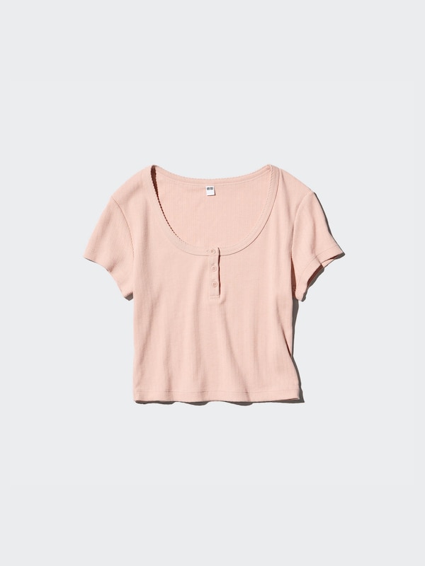 Pointelle Henley T-Shirt | Scoop Neck