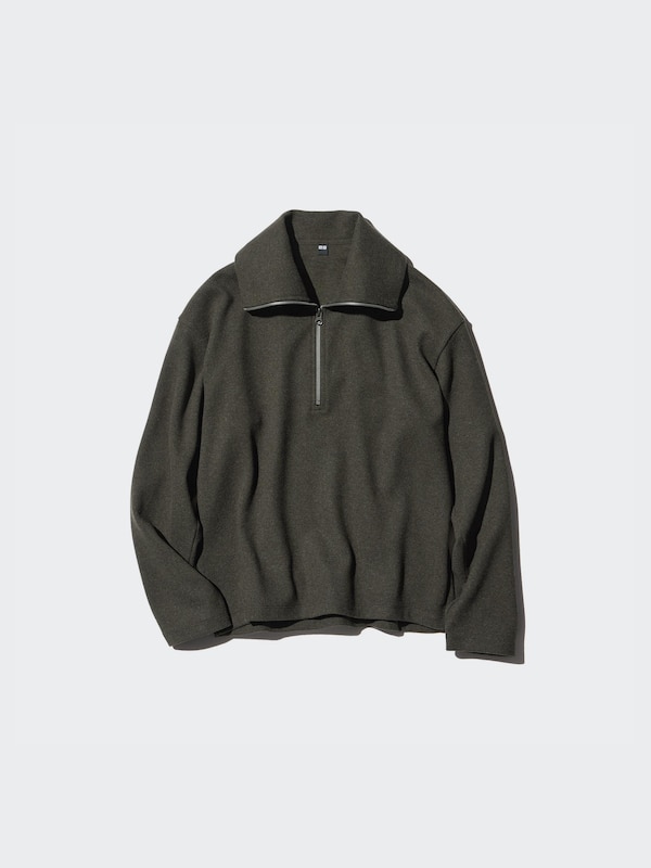 Sweat Col Zippé en Jersey Brossé