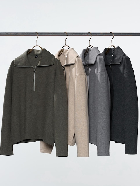 BRUSHED JERSEY HALF-ZIP PULLOVER SHIRT