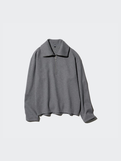BRUSHED JERSEY HALF-ZIP PULLOVER SHIRT