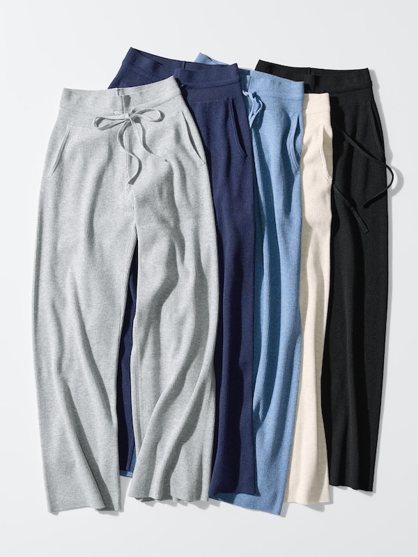 Washable Knit Ribbed Trousers (Longer)