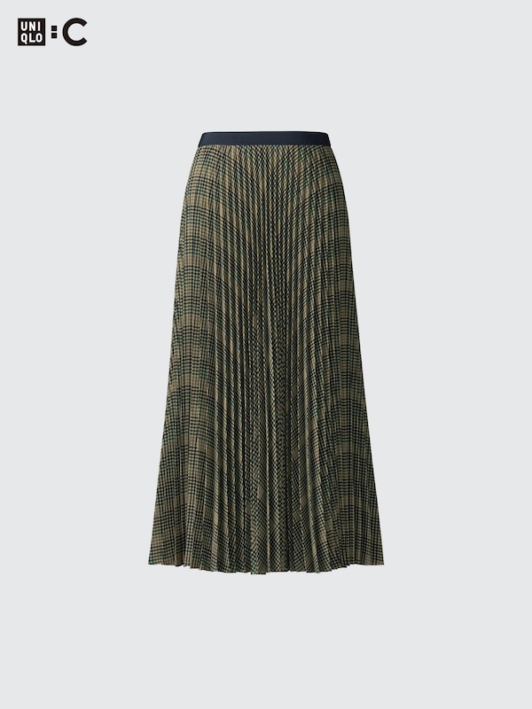 Pleated Long Skirt | Checked | Short